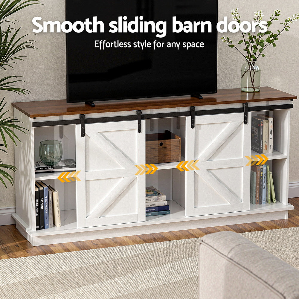 Artiss Buffet Sideboard Storage Cabinet Kitchen Cupboard Sliding Doors White - Image 5