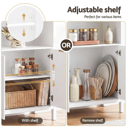 Artiss Buffet Sideboard Cabinet Pantry 180CM Arched Storage Bookshelf White - Image 7