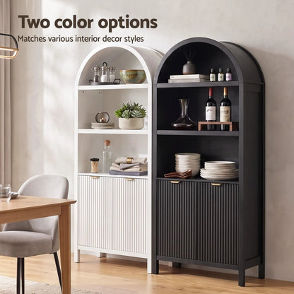 Artiss Buffet Sideboard Cabinet Pantry X2 180CM Arched Storage Bookshelf White - Image 9