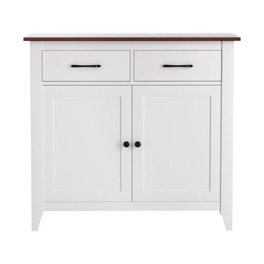 Artiss Buffet Sideboard Storage Cabinet Kitchen Cupboard Hallway 2 Drawers White - Image 4