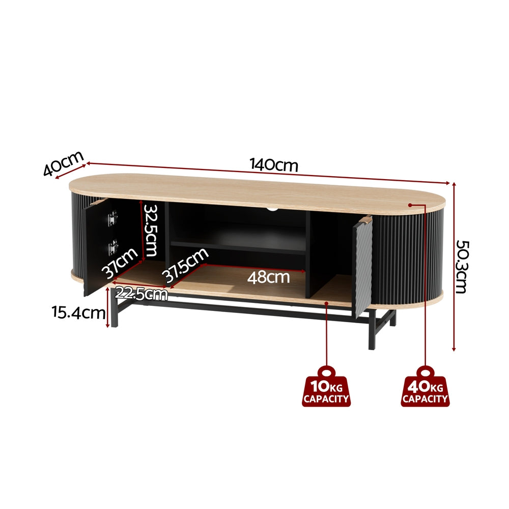 Artiss TV Unit Entertainment Unit Storage Cabinet Black Pine - Image 3