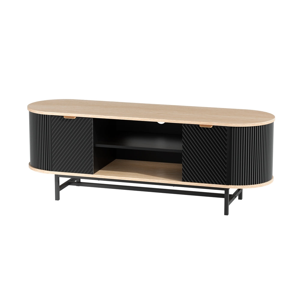 Artiss TV Unit Entertainment Unit Storage Cabinet Black Pine - Image 4