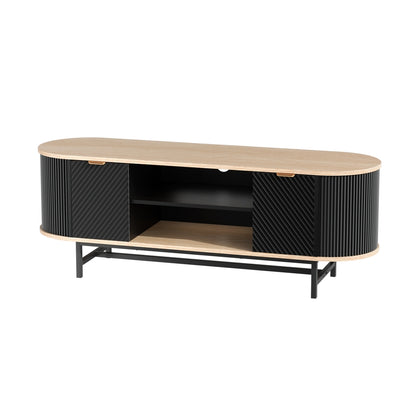 Artiss TV Unit Entertainment Unit Storage Cabinet Black Pine - Image 4