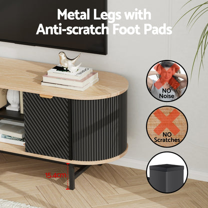 Artiss TV Unit Entertainment Unit Storage Cabinet Black Pine - Image 6