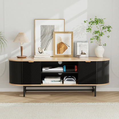 Artiss TV Unit Entertainment Unit Storage Cabinet Black Pine - Image 8