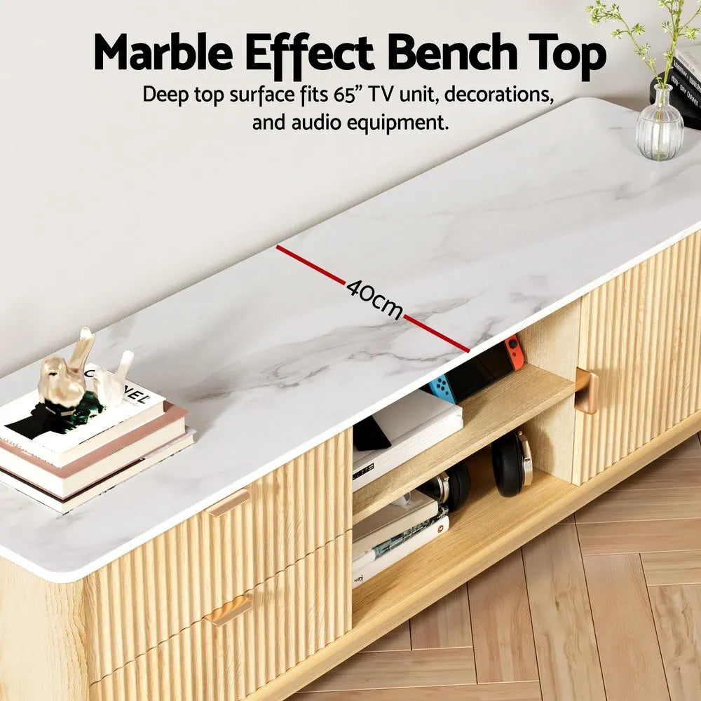 Artiss TV Unit Entertainment Unit Storage Drawer Shelf 150cm Pine - Image 7