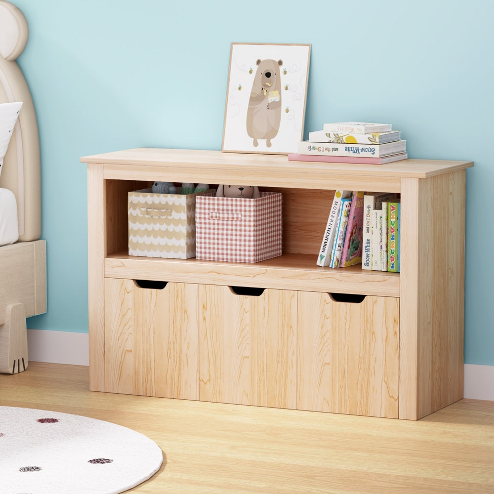 Keezi Kids Bookshelf 3 Drawers Storage Children Bookcase Toy Organiser Display Wooden - Image 8