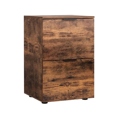 Artiss Filing Cabinet Files Storage Office Shelves File Organiser Rustic Brown 2 Drawer - Image 4
