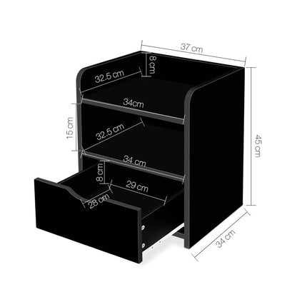 Artiss Bedside Table 1 Drawer with Shelf - FARA Black - Image 2