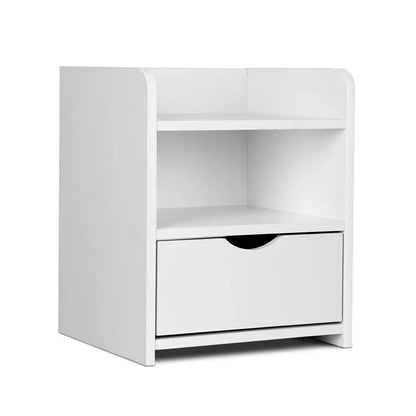 Artiss Bedside Table 1 Drawer with Shelf - FARA White - Image 8