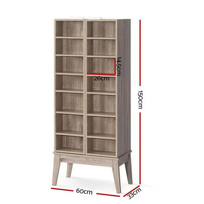 Artiss Bookshelf CD Storage Rack - BERG Oak - Image 4