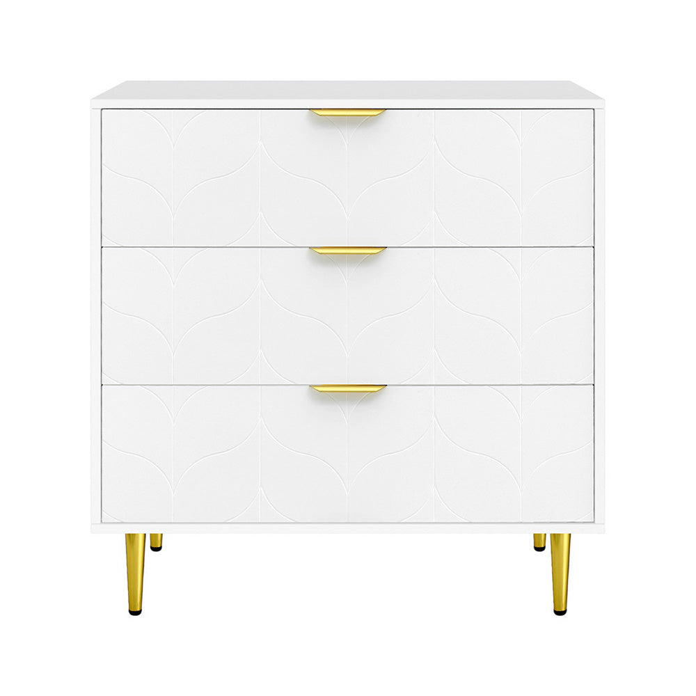 Artiss 3 Chest of Drawers Lowboy Cabinet White - Image 3