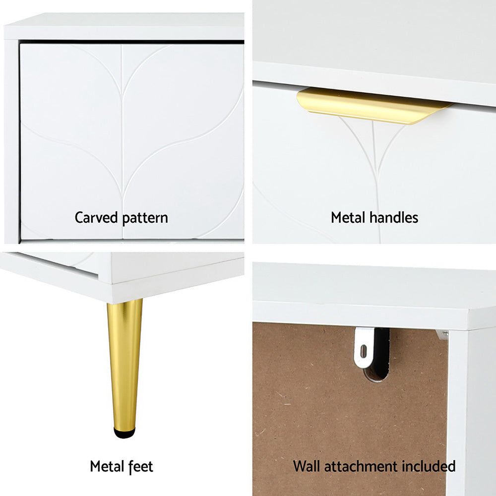 Artiss 3 Chest of Drawers Lowboy Cabinet White - Image 5
