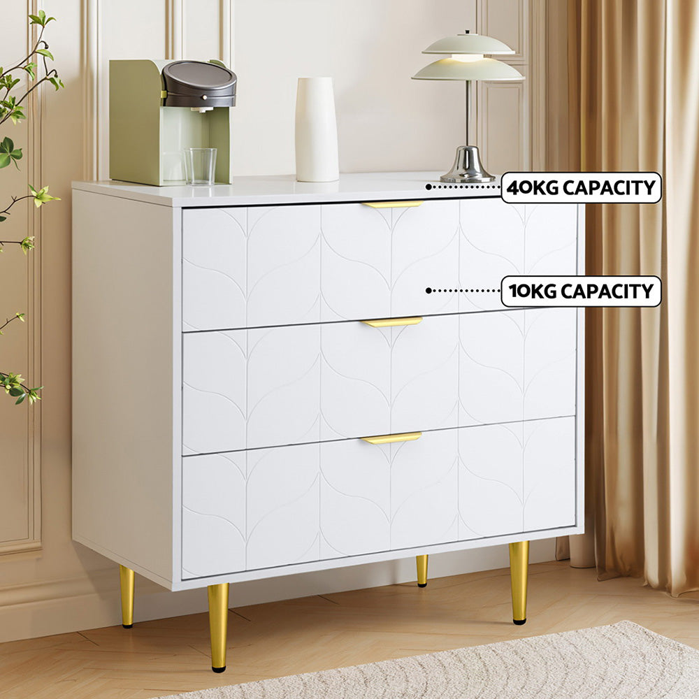 Artiss 3 Chest of Drawers Lowboy Cabinet White - Image 6