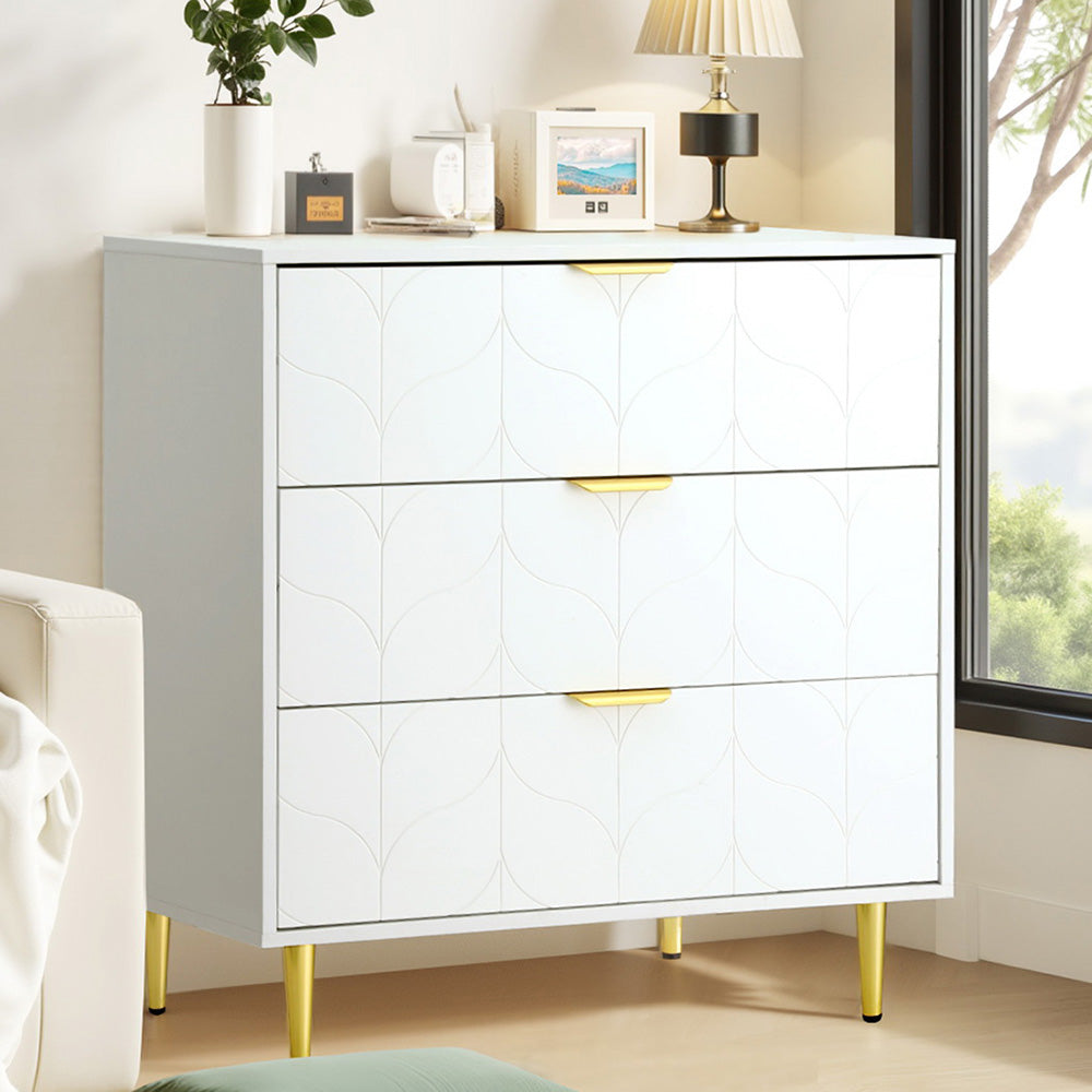 Artiss 3 Chest of Drawers Lowboy Cabinet White - Image 7