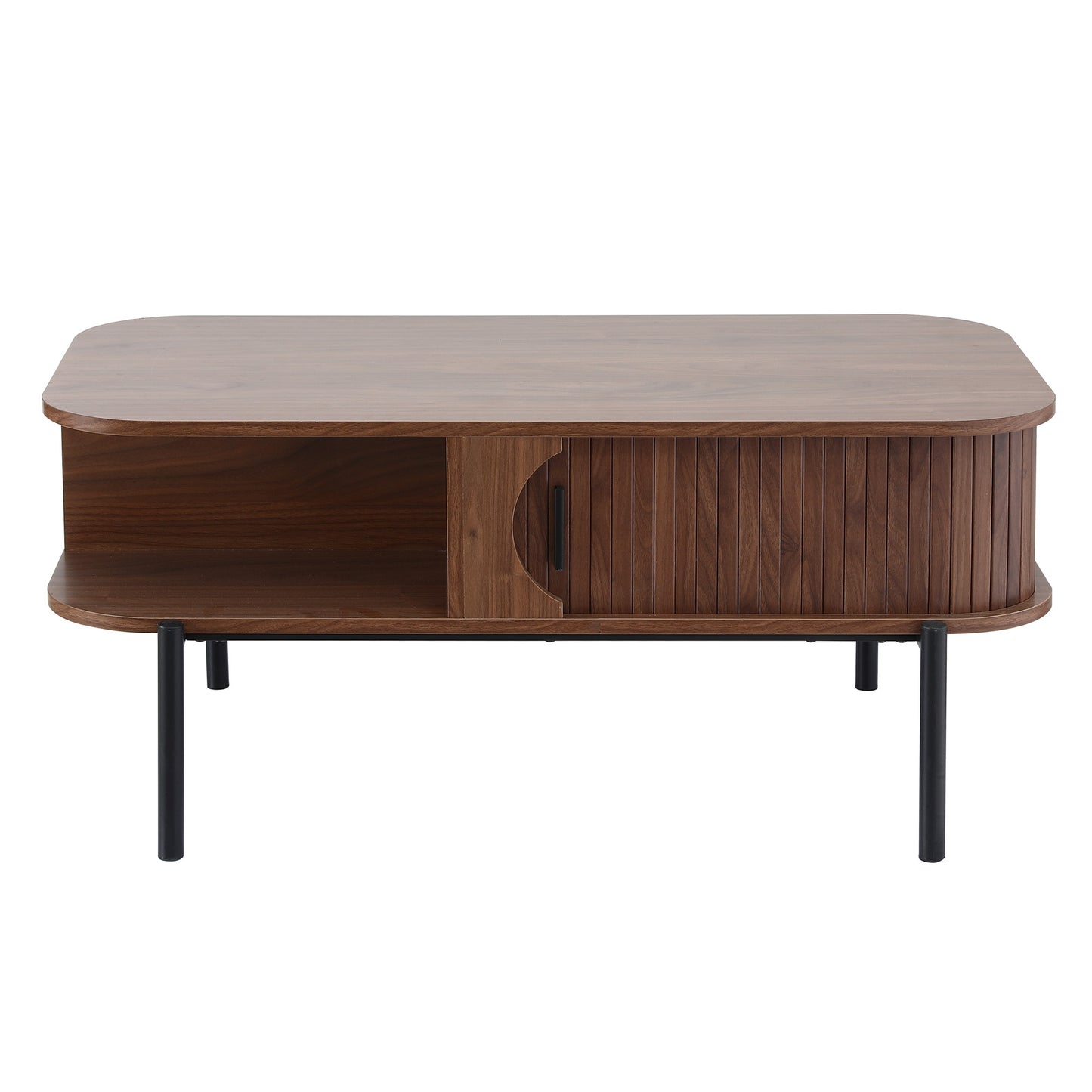 Artiss Coffee Table Living Room Center Table Shelf Cabinet Walnut - Image 3