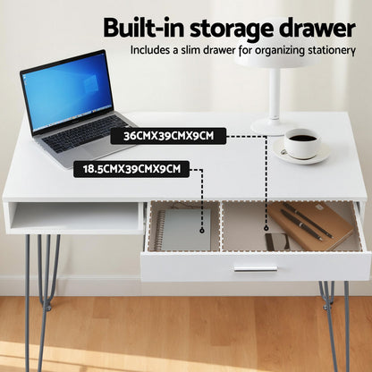 Artiss Computer Desk Drawer Cabinet Home Office Desks Workstation 100cm White - Image 5
