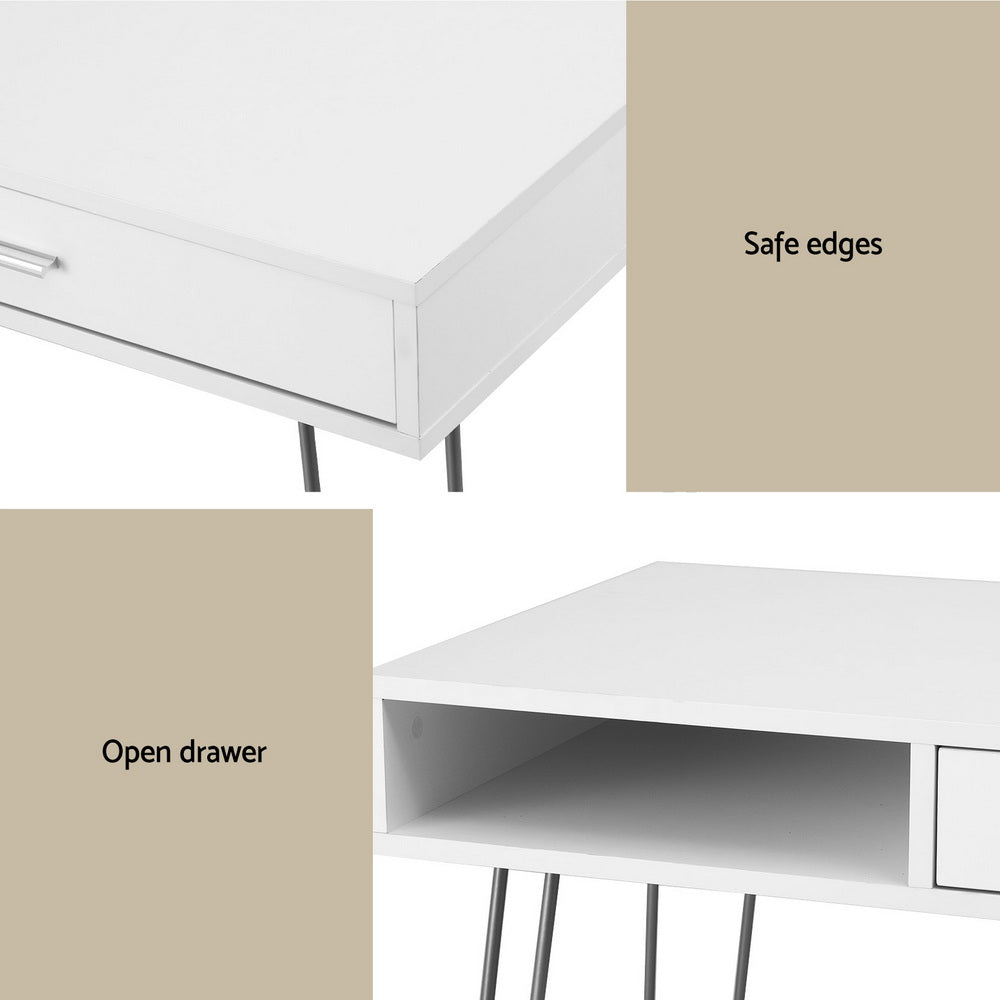 Artiss Computer Desk Drawer Cabinet Home Office Desks Workstation 100cm White - Image 6