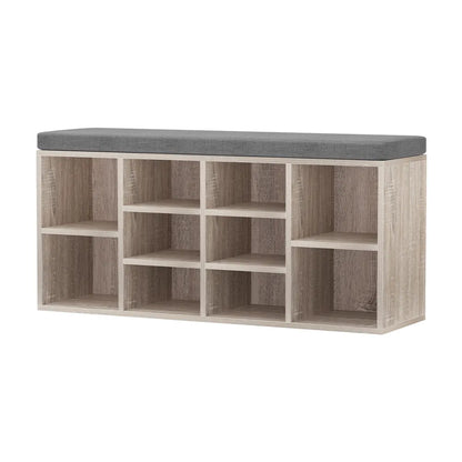 Artiss Shoe Rack Cabinet Shoe Bench Fabric Seat Pine BOA - Image 8