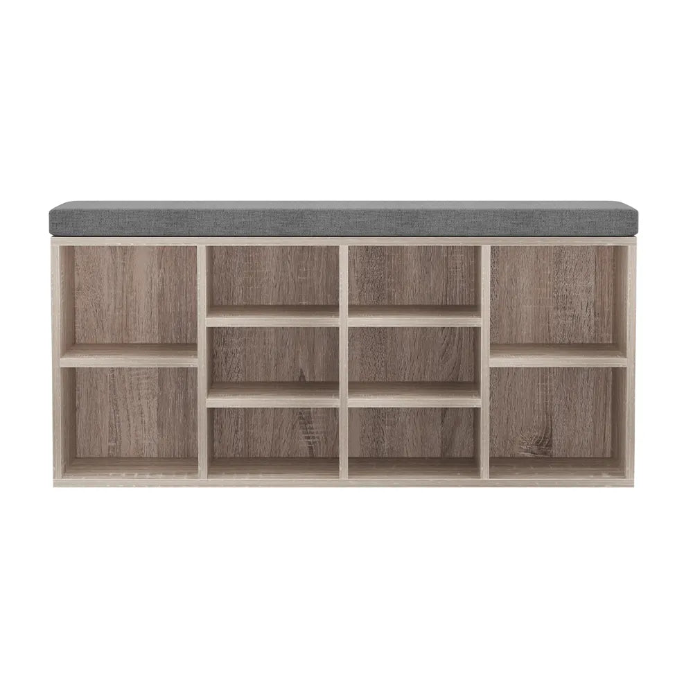 Artiss Shoe Rack Cabinet Shoe Bench Fabric Seat Pine BOA - Image 3