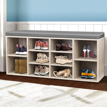 Artiss Shoe Rack Cabinet Shoe Bench Fabric Seat Pine BOA - Image 7