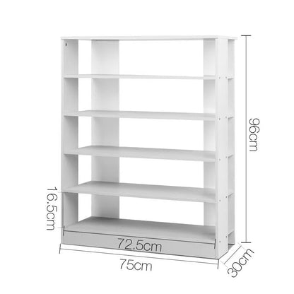 Artiss Shoe Rack Cabinet 30 Pairs 6-Tier Shelf White - Image 4