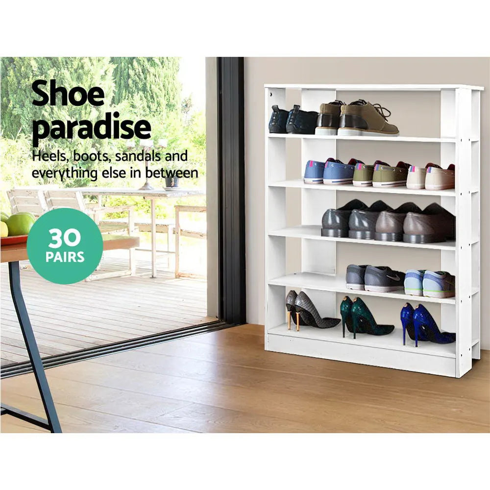 Artiss Shoe Rack Cabinet 30 Pairs 6-Tier Shelf White - Image 6