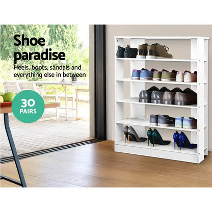 Artiss Shoe Rack Cabinet 30 Pairs 6-Tier Shelf White - Image 6