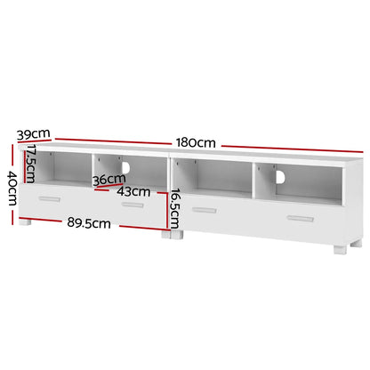 Artiss TV Cabinet Entertainment Unit 180cm White Eddie - Image 4