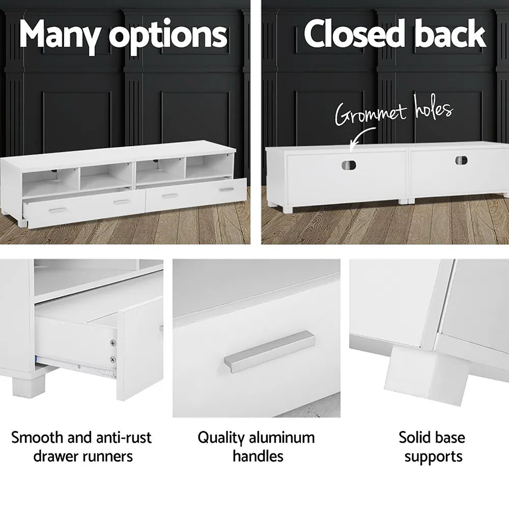 Artiss TV Cabinet Entertainment Unit 180cm White Eddie - Image 8