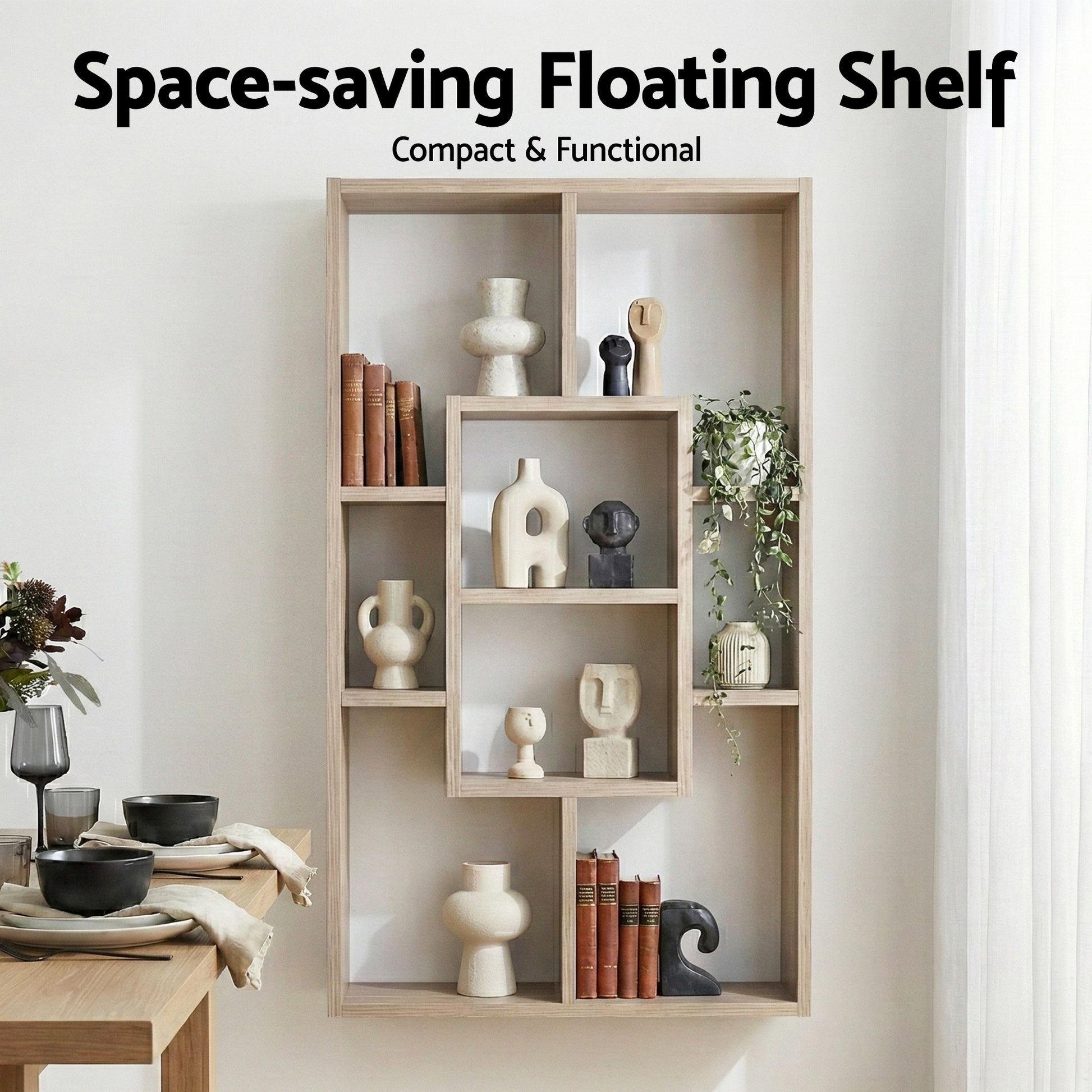 Artiss Floating Wall Shelves Bookshelf Wood - Image 4