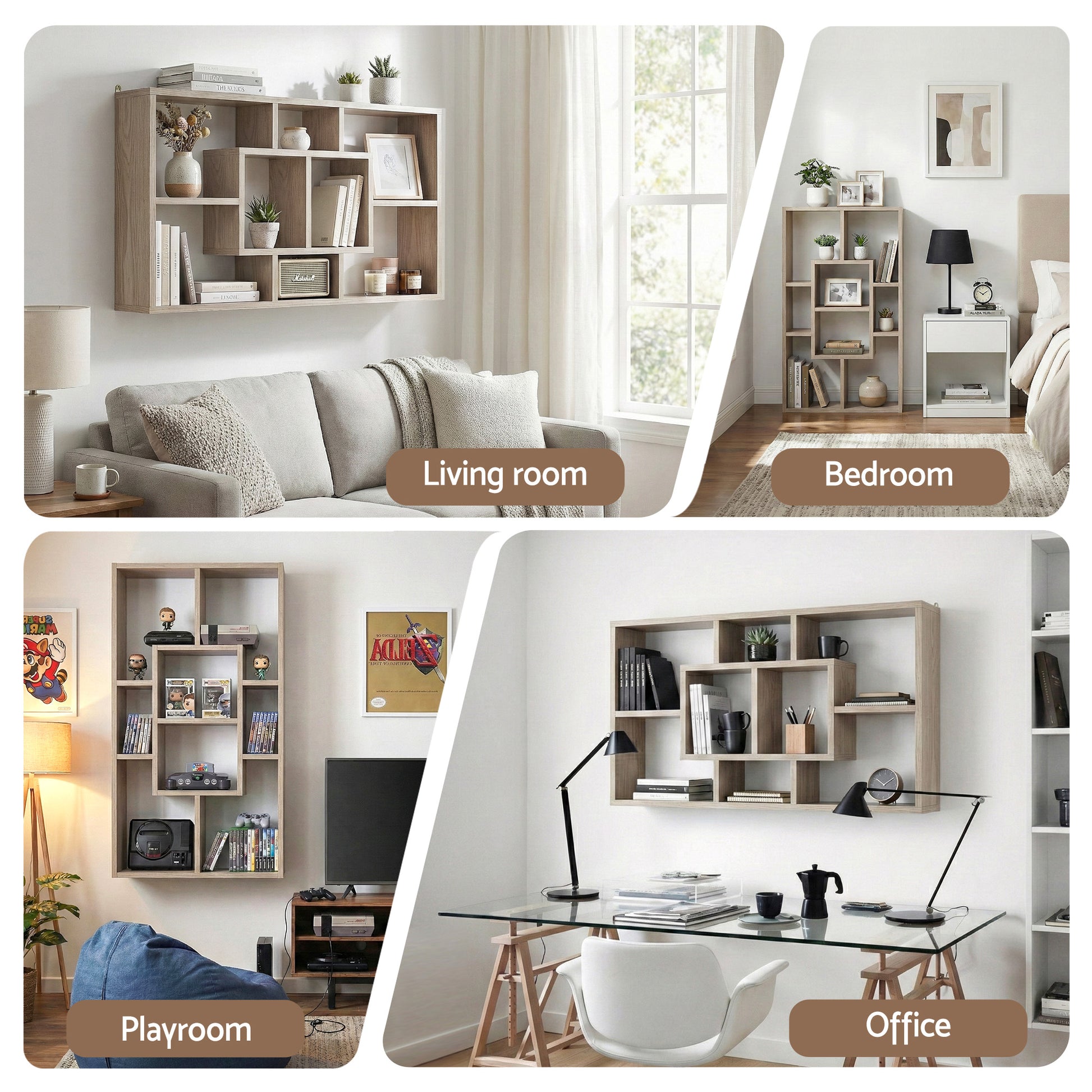 Artiss Floating Wall Shelves Bookshelf Wood - Image 7