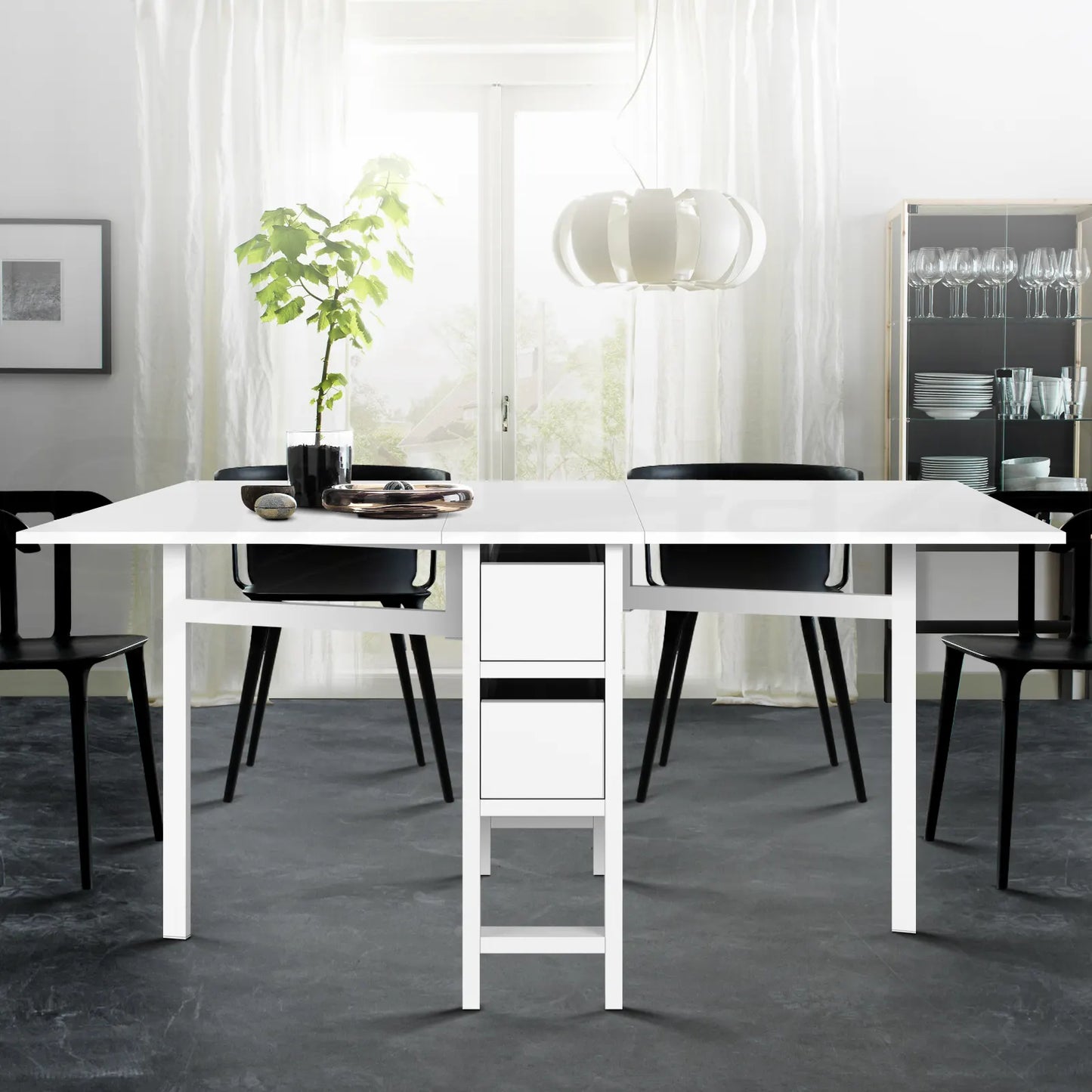 Artiss Dining Table Rectangular Extendable White - Image 6