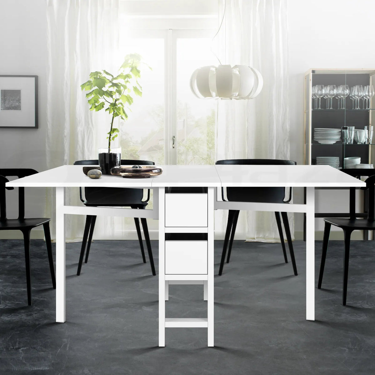 Artiss Dining Table Rectangular Extendable White - Image 6