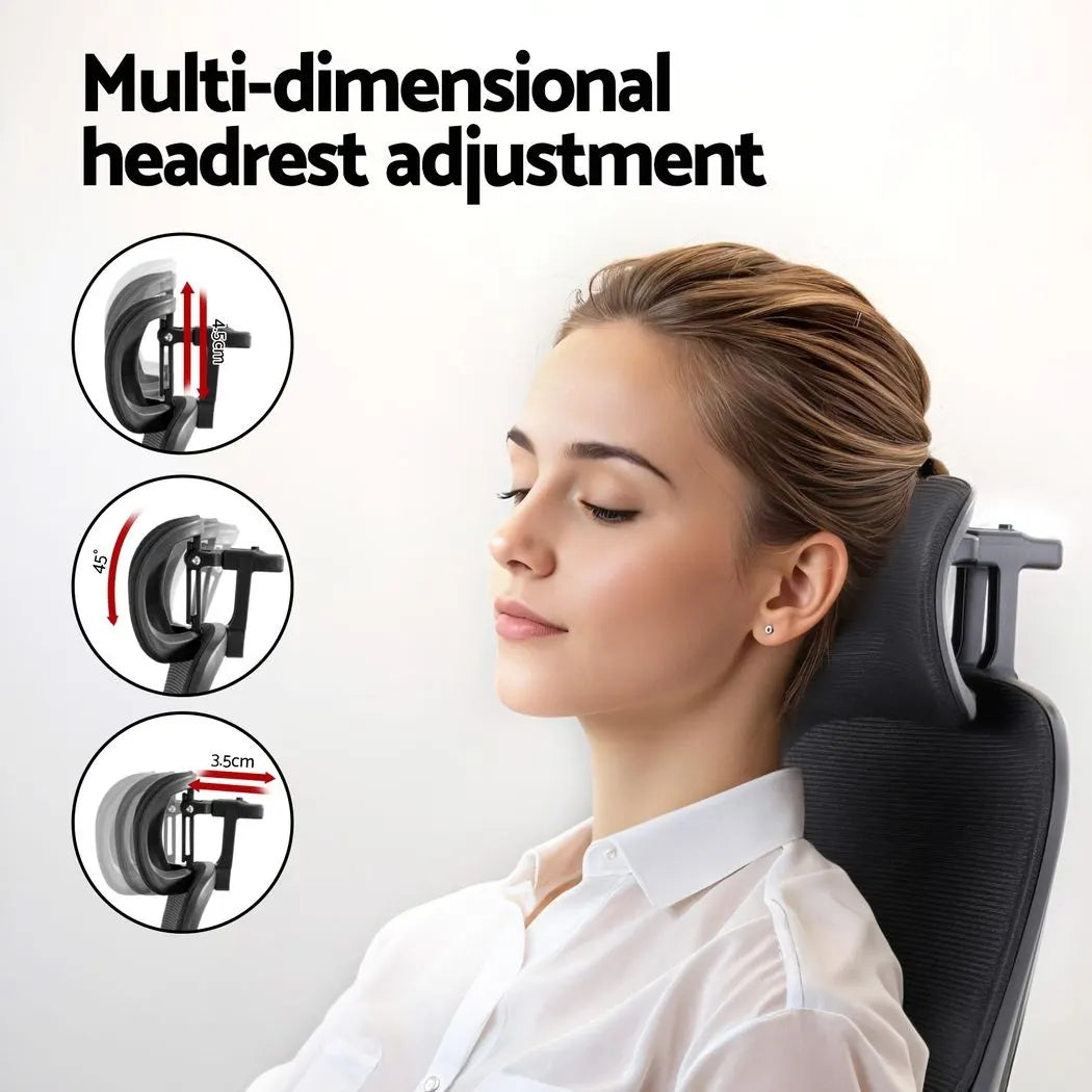 Artiss Office Desk and Chair Set L Shaped Computer Desk 136cm with 2 Tier Storage Shelves, Ergonomic Mesh Office Chair with Adjustable Headrest, Flip-Up Armrests & Lumbar Support - Image 5