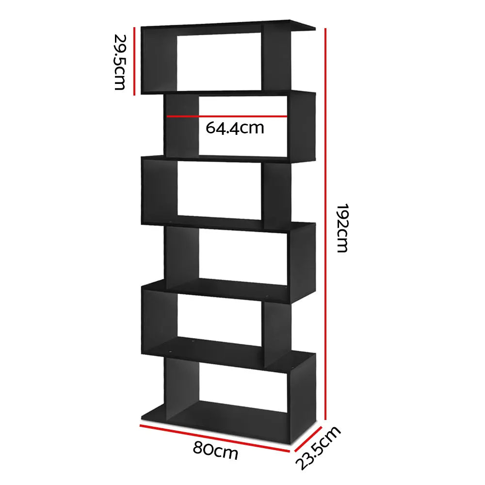 Artiss Bookshelf 6 Tiers - RIVA Black - Image 4