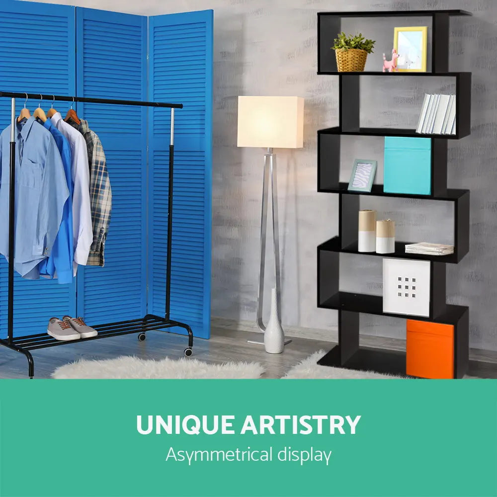 Artiss Bookshelf 6 Tiers - RIVA Black - Image 5