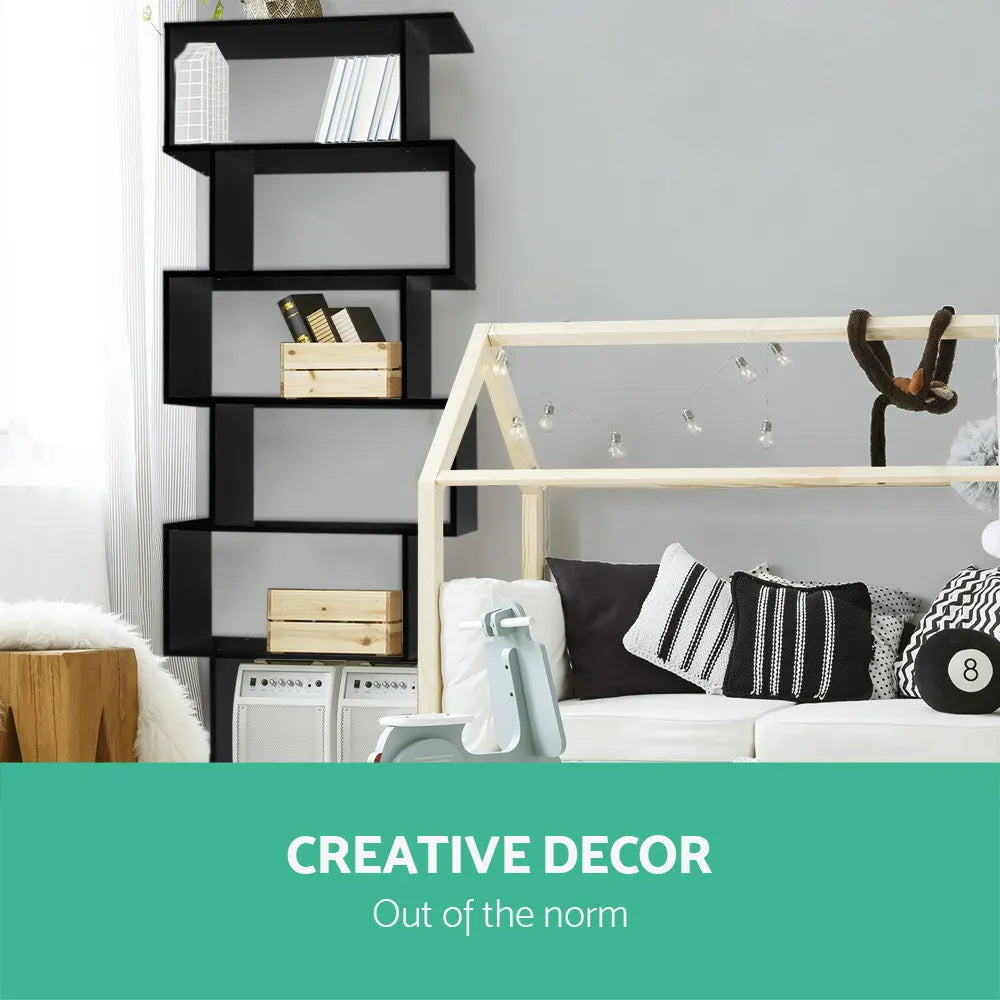 Artiss Bookshelf 6 Tiers - RIVA Black - Image 6