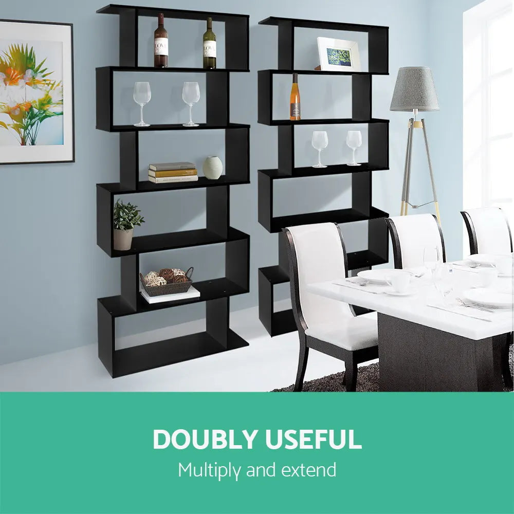 Artiss Bookshelf 6 Tiers - RIVA Black - Image 7