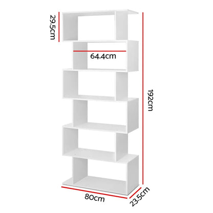 Artiss Bookshelf 6 Tiers - RIVA White - Image 4