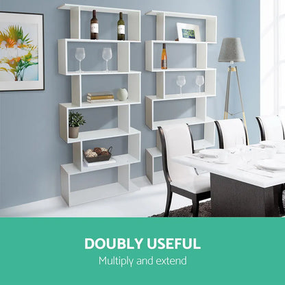 Artiss Bookshelf 6 Tiers - RIVA White - Image 7