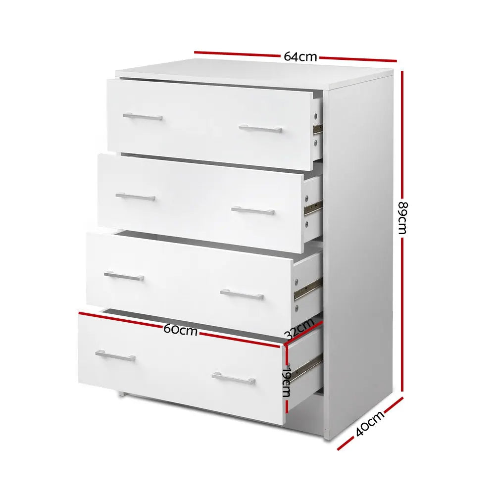 Artiss 4 Chest of Drawers - ANDES White - Image 4