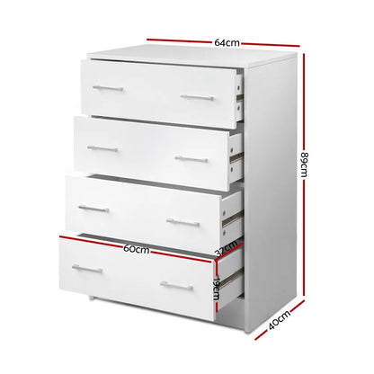 Artiss 4 Chest of Drawers - ANDES White - Image 4
