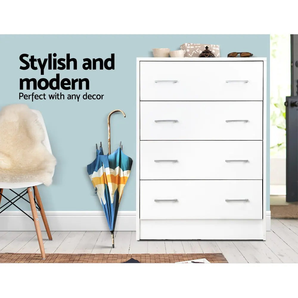 Artiss 4 Chest of Drawers - ANDES White - Image 5