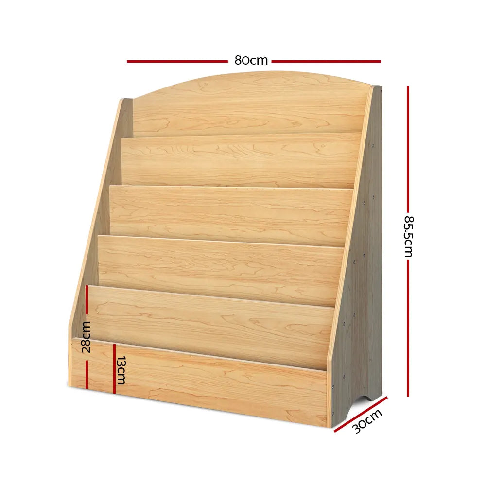 Keezi 5 Tiers Kids Bookshelf Magazine Shelf Organiser Bookcase Display Rack - Image 4