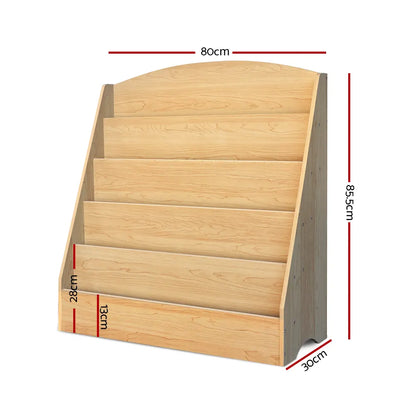 Keezi 5 Tiers Kids Bookshelf Magazine Shelf Organiser Bookcase Display Rack - Image 4