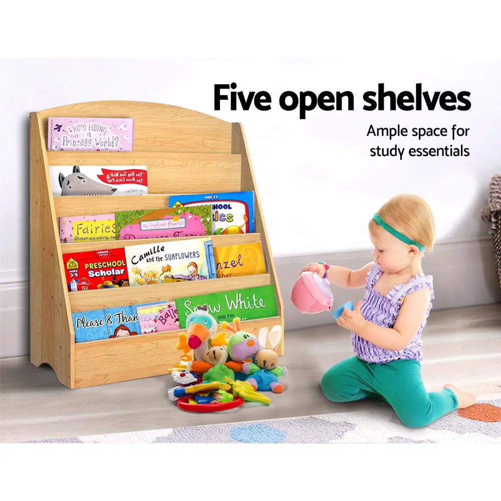 Keezi 5 Tiers Kids Bookshelf Magazine Shelf Organiser Bookcase Display Rack - Image 6