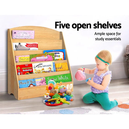 Keezi 5 Tiers Kids Bookshelf Magazine Shelf Organiser Bookcase Display Rack - Image 6