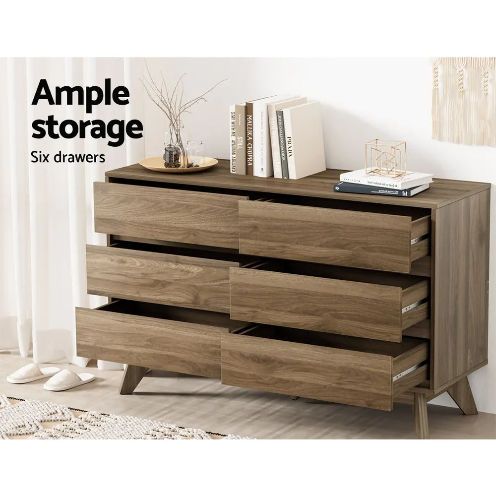 Artiss 6 Chest of Drawers - XAVI Walnut - Image 6