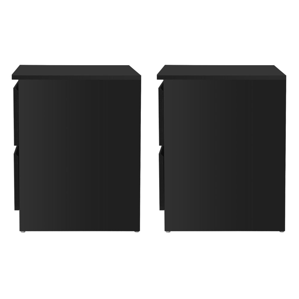 Artiss 2x Bedside Table 2 Drawers - PEPE Black - Image 3